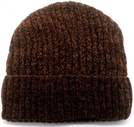 Dikke beanie/muts donkerbruin