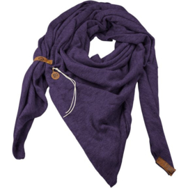 LOT83 | Royale driekhoek sjaal "Fien" met stoer leren bandje, Violet
