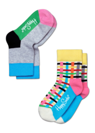 Happy Socks Kids | 2-pack Blocks Pastel 18-21