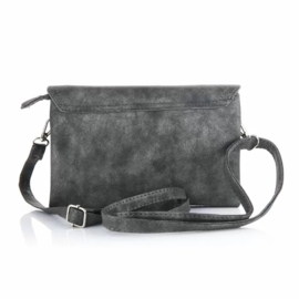 Crossbody/schoudertasje  cheetah zwart/grijs 591