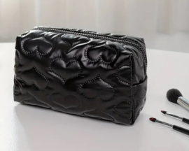 Zwart make-up tasje met hart design