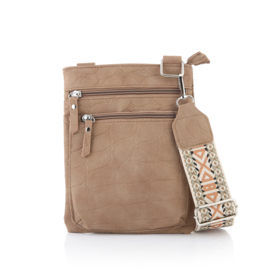 Schoudertasje met luxe band BG652 camel.