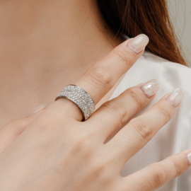 Ring Elodie zilverkleur RVS/Kristallen
