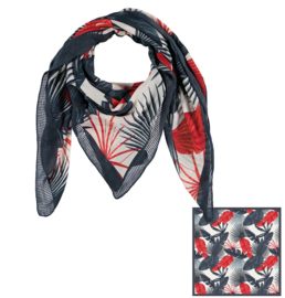 Sarlini Vierkante Dames sjaal Leaves Rood/Blauw