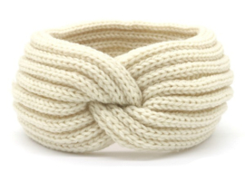 Haarband gebreid twist beige