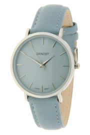 Ernest horloge Nox zilver jeansblauw