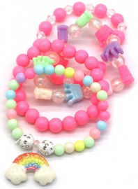 Set van 4 kinderarmbandjes kralen regenboog