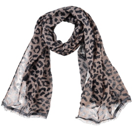 Sarlini | Lange dames sjaal | Black Khaki | Leopard