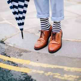 Alfredo Gonzales | Harbour Stripes Off White/Navy Socks XS 35-37