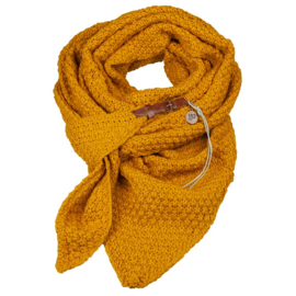 LOT83 | Gebreide Knitten  Royale omslagdoek | wintersjaal Lot, Okergeel