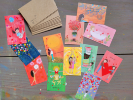 Setje van 10 cadeau minikaartjes met minienvelopjes