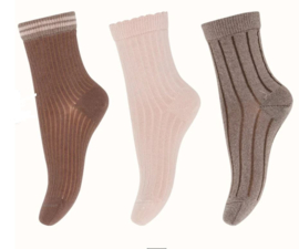 MP Denmark Abby 3-pack socks - Brown Sienna