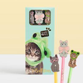 Set van 3 pennen met kitten en puppy toppers