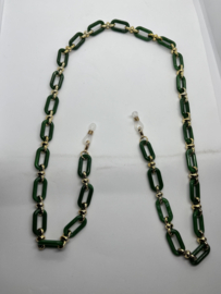 Brillenketting Donkergroen/goud