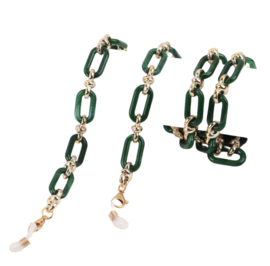 Brillenketting Donkergroen/goud