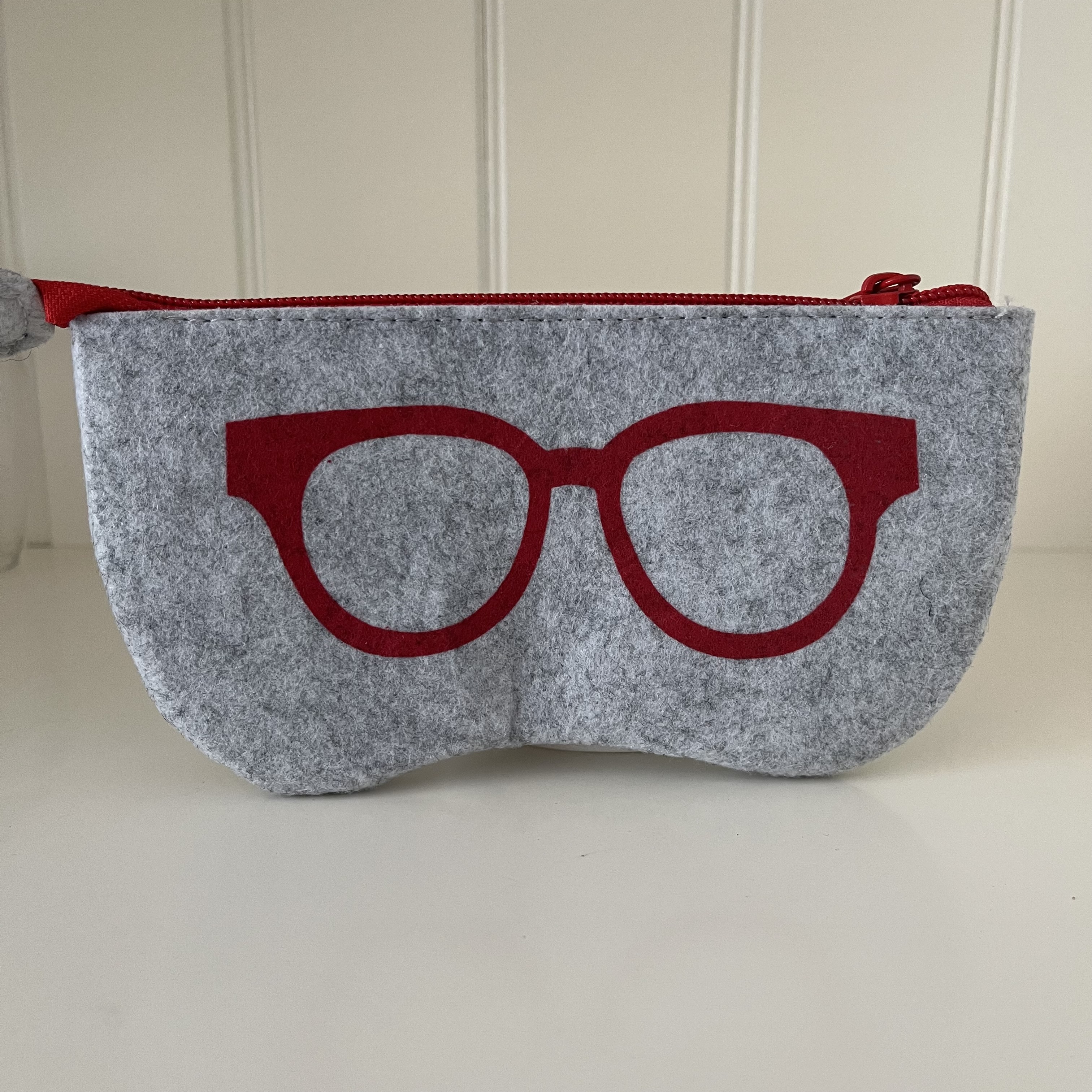 Brillenetui Grijs/Rood