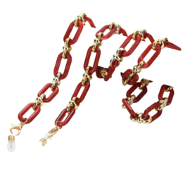 Brillenketting Rood/Goud