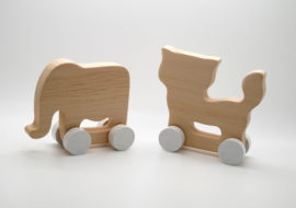 Houten olifant en kat - Pinch Toys