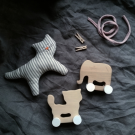 Houten olifant en kat - Pinch Toys