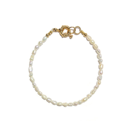 Armband Zoetwaterparel wit goud