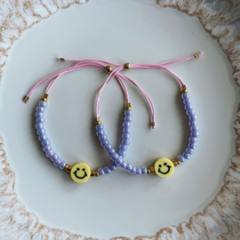 DIY pakket Smiley armbandjes maken Lila Roze Geel