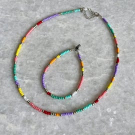 DIY Kralen pakket Zilver Happy colors ketting en armband