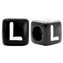 Letterkraal vierkant zwart wit L