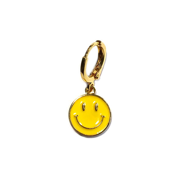 Single Oorbel Smiley Geel goud