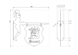 Joris met Wapenschild  410 x416xmm