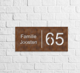 Naambord Cortenstaal Rechthoek familie 300x140mm