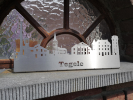 Skyline Tegelen met tekst "Tegele" RVS 354 x 155mm