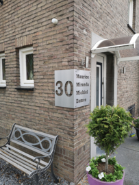 RVS naambord naar wens  voor om een hoek 500 x 600mm