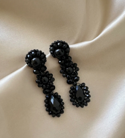 Small dahlia earrings black