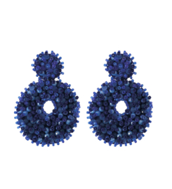 Small round beads earrings blue
