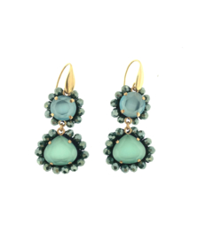 Oorbel dubbel drup turquoise blauw - Firenze