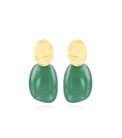 Resin asymmetric oval moss green - LOTT. Gioielli