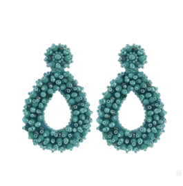 Small drop beads earrings aqua