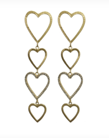 Gouden oorbellen love satin zirconia - Fien