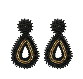 Small beads earrings black gold