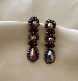 Small dahlia earrings brown