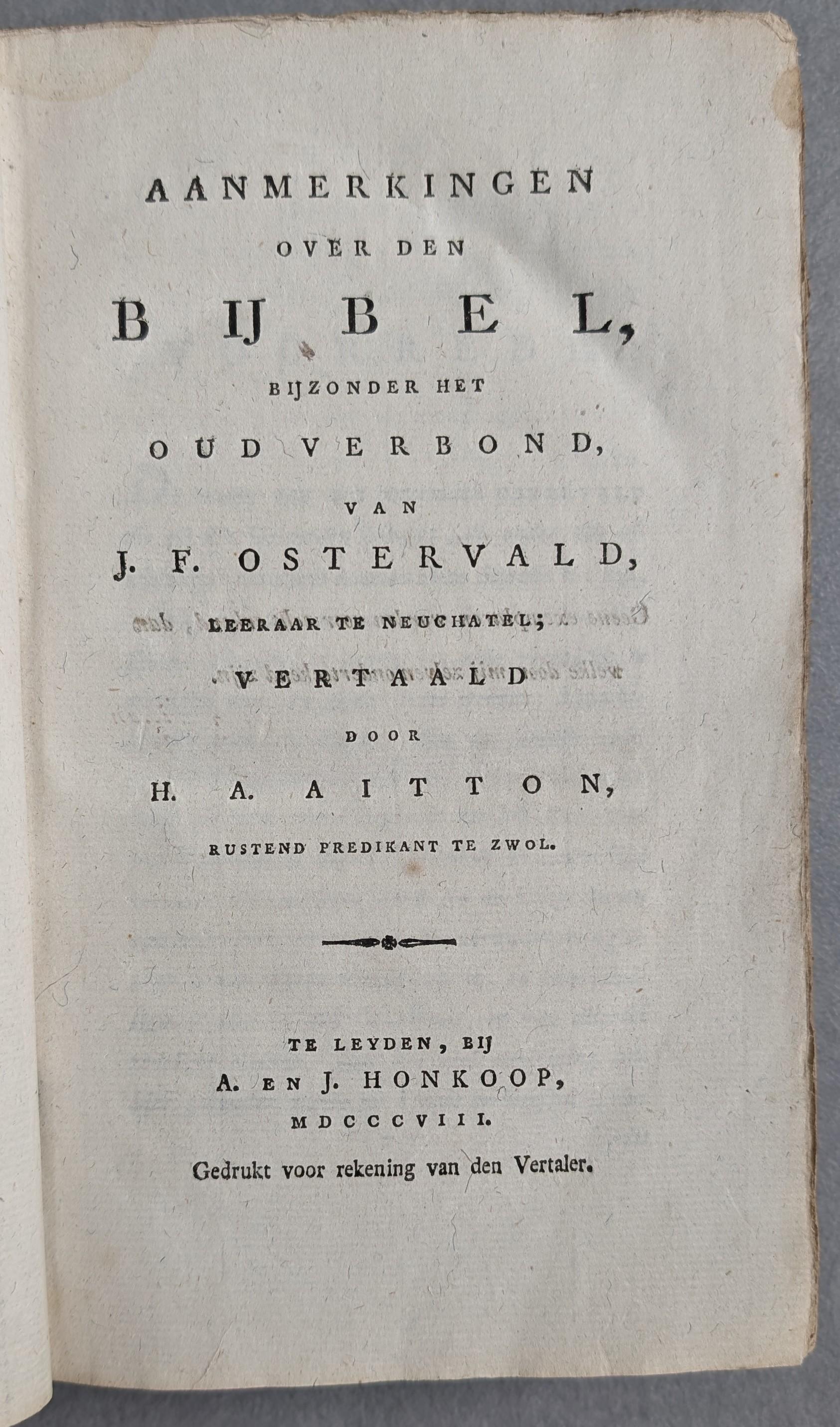 Aanmerkingen over den Bijbel - J.F. Ostervald