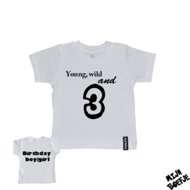 Baby t-shirt Young, wild and 3 - Birthday boy/girl