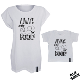 Ouder & kind/baby t-shirt Always in the mood for food