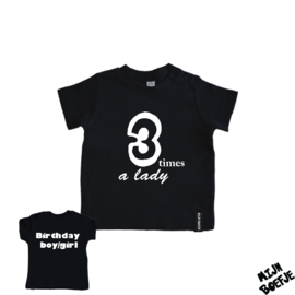 Baby t-shirt 3 times a lady - Birthday girl