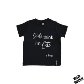 Baby t-shirt Girls think i'm cute (I know)