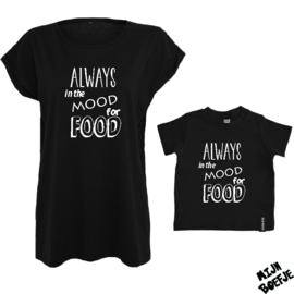 Ouder & kind/baby t-shirt Always in the mood for food