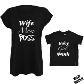 Ouder & kind/baby t-shirt WIFE - BABY