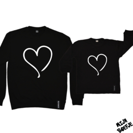 Moeder & dochter/baby sweaters Hartje
