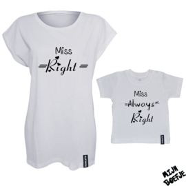 Ouder & kind/baby t-shirt MISS RIGHT
