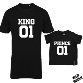 Ouder & kind/baby t-shirt KING - (LITTLE) PRINCE(SS)